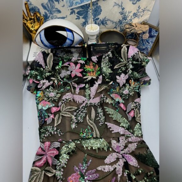 🆕 BRONX & BANCO 🧿 NWOT Zinnia Side-Split Sequin & Embroidered Gown, Sz S US 4 - Picture 13 of 16